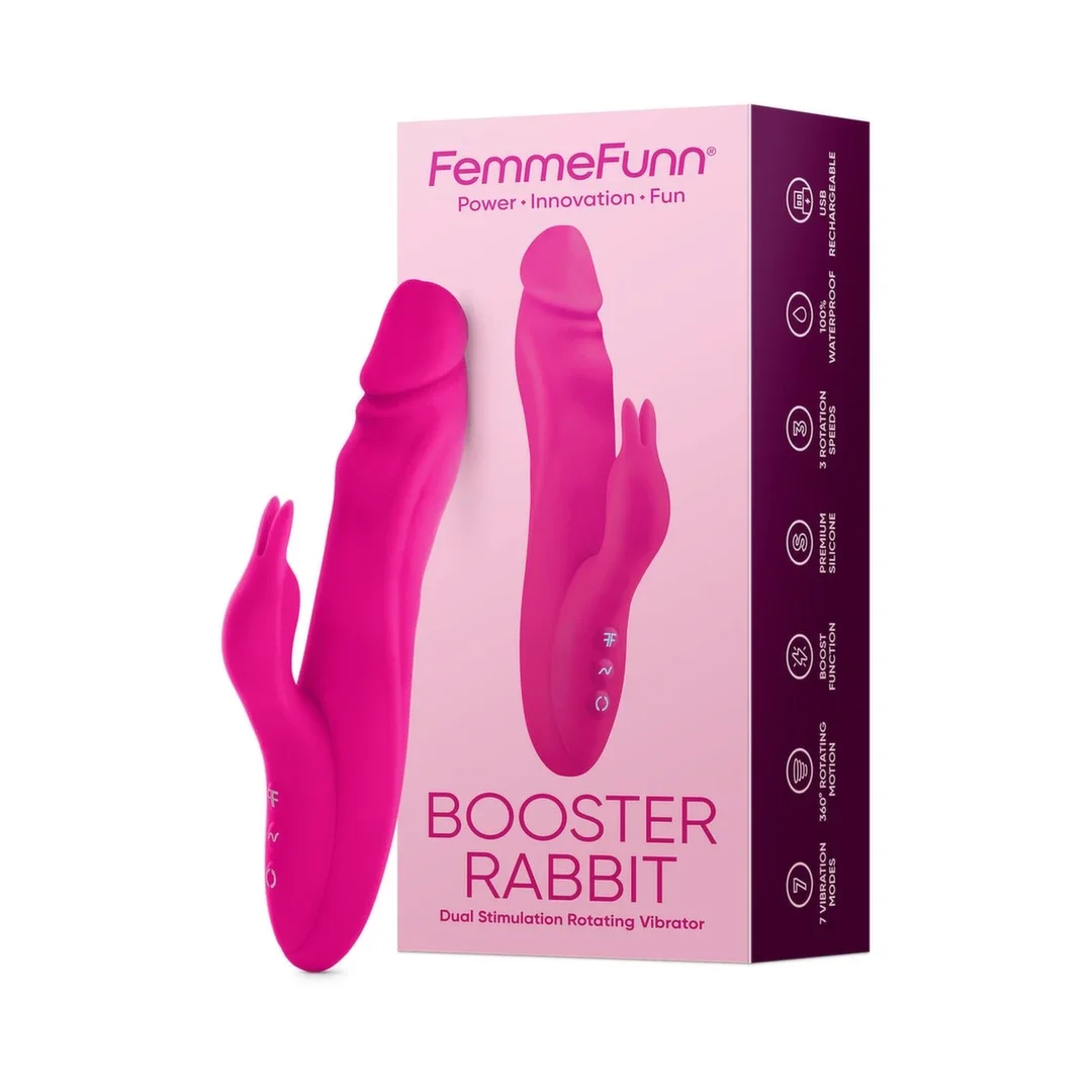 FemmeFunn Booster Rabbit Pink - Wibrator z rotacją i podwojną stymulacją