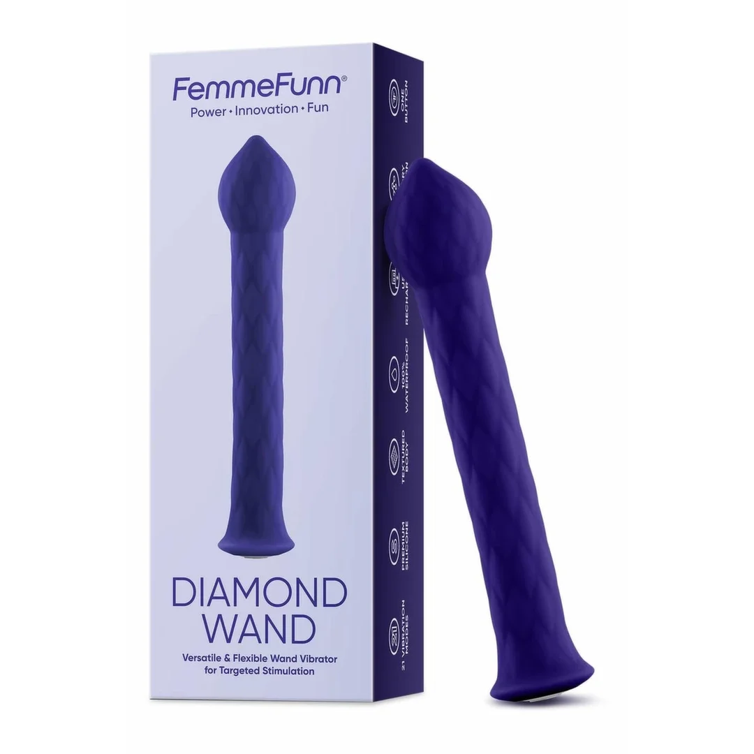 FemmeFunn Diamond Wand Dark Purple - elastyczny masażer 21 trybow