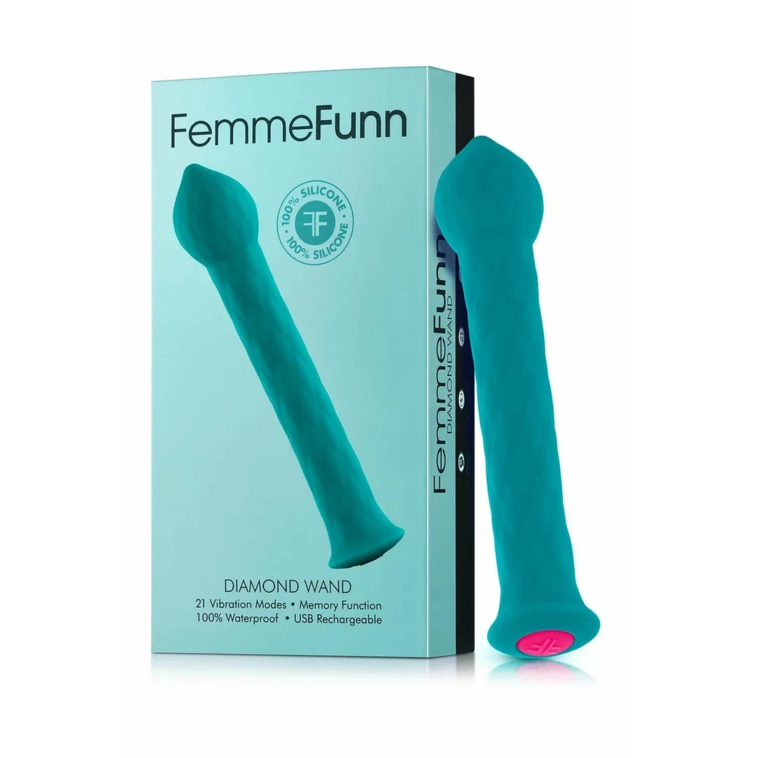 FemmeFunn Diamond Wand Turquoise - elastyczny masażer 21 trybow