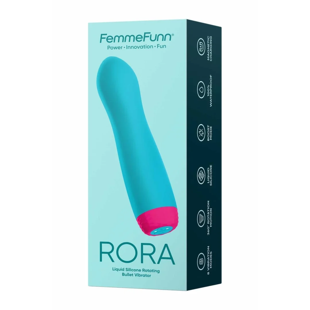 FemmeFunn Rora Turquoise - Wibrujący model obrotowy z płynnym silikonem