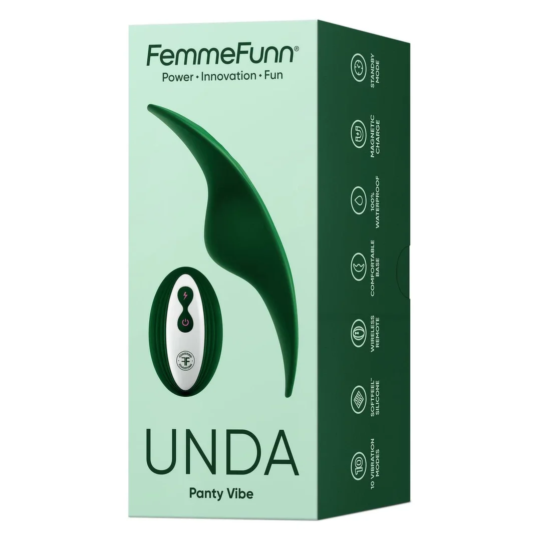 FemmeFunn Unda Dark Green - bezprzewodowy masażer intymny, 10 trybow