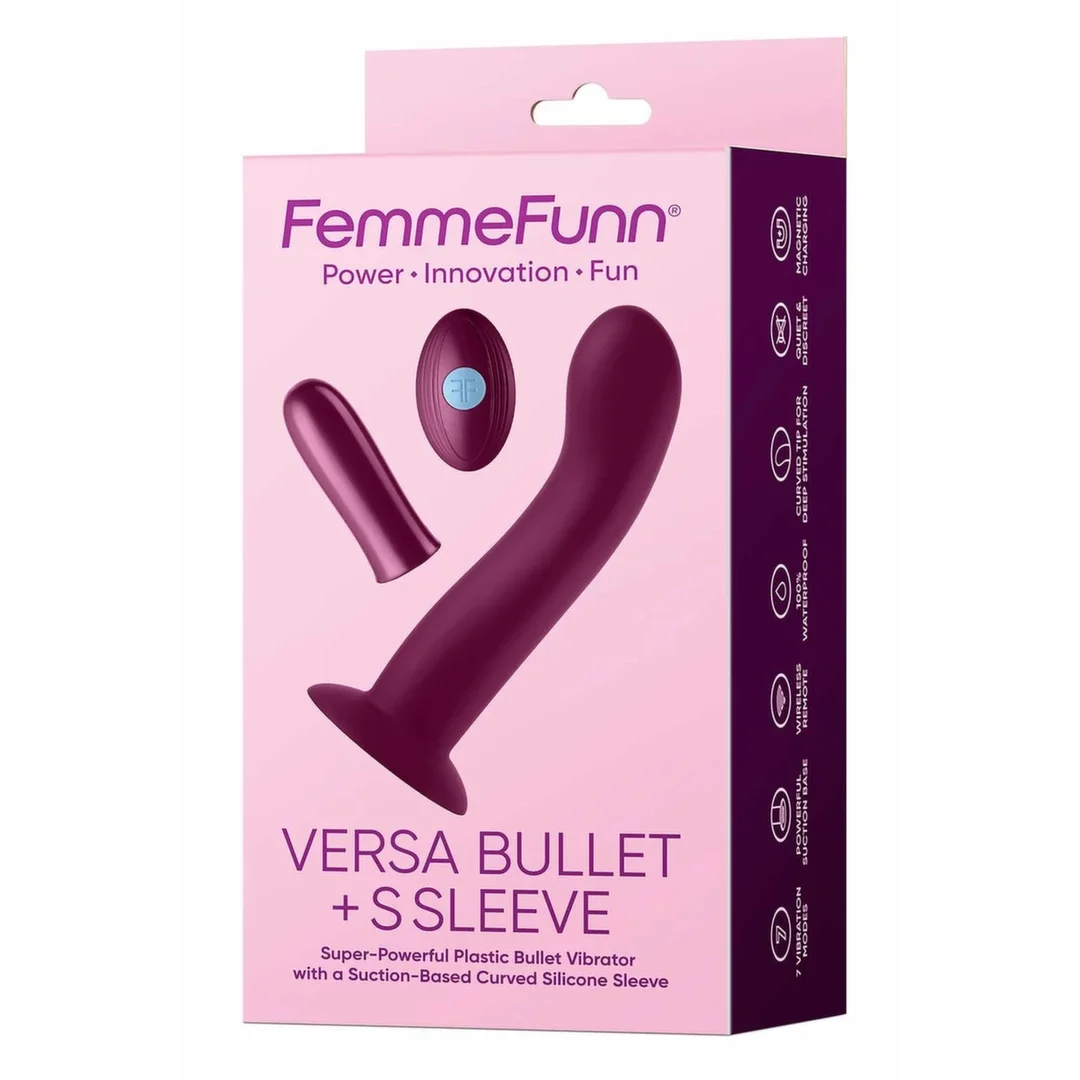 FemmeFunn Versa Bullet z nakładką S, fuksja, pilot, wodoodporny