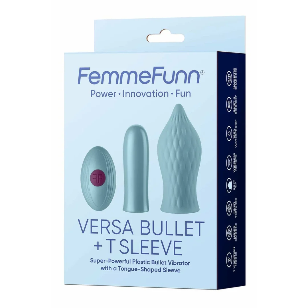 FemmeFunn Versa Bullet z nakładką T Sleeve Light Blue silikonowa 7 trybow