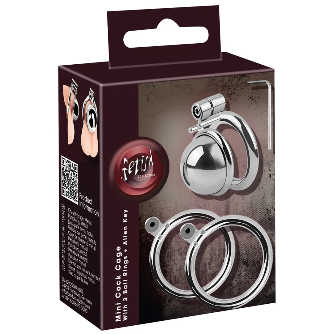 Fetish Collection Mini Cock Cage metalowy system zabezpieczający 4,3 cm