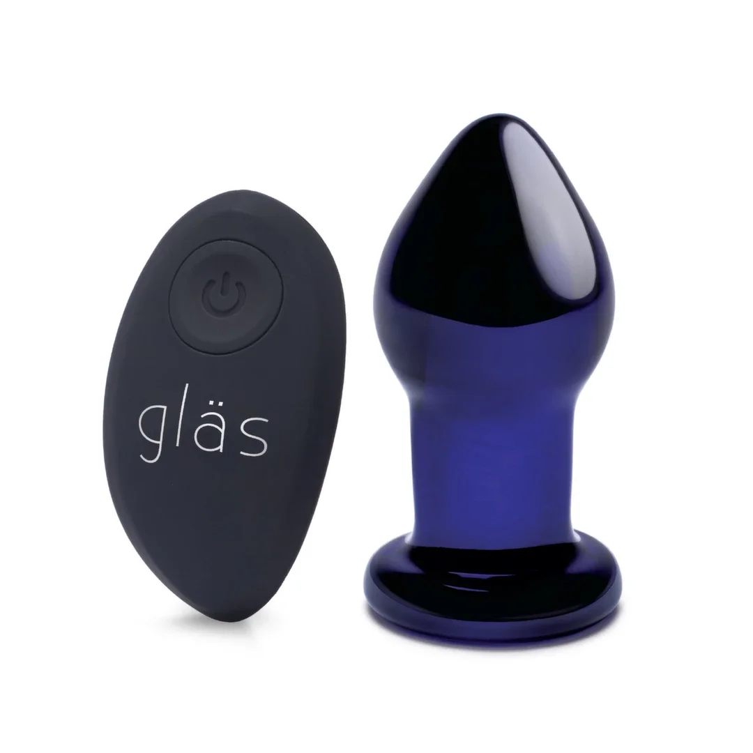Glas Wibrująca szklana wtyczka z pilotem, 9 cm, wielostopniowa regulacja