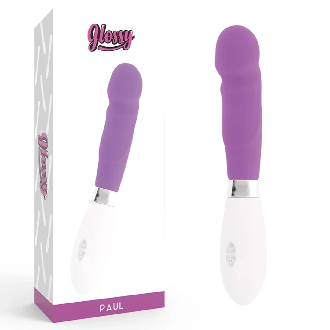 Glossy Paul Fioletowy - Wibrujący model silikonowy, 10 trybow, 12 cm