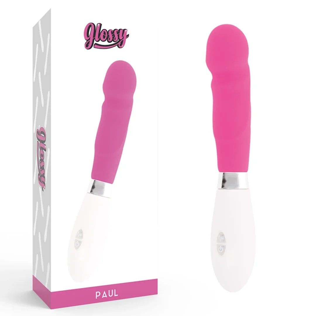 Glossy Paul Rożowy - Wibrujący model silikonowy, 10 trybow, 12 cm