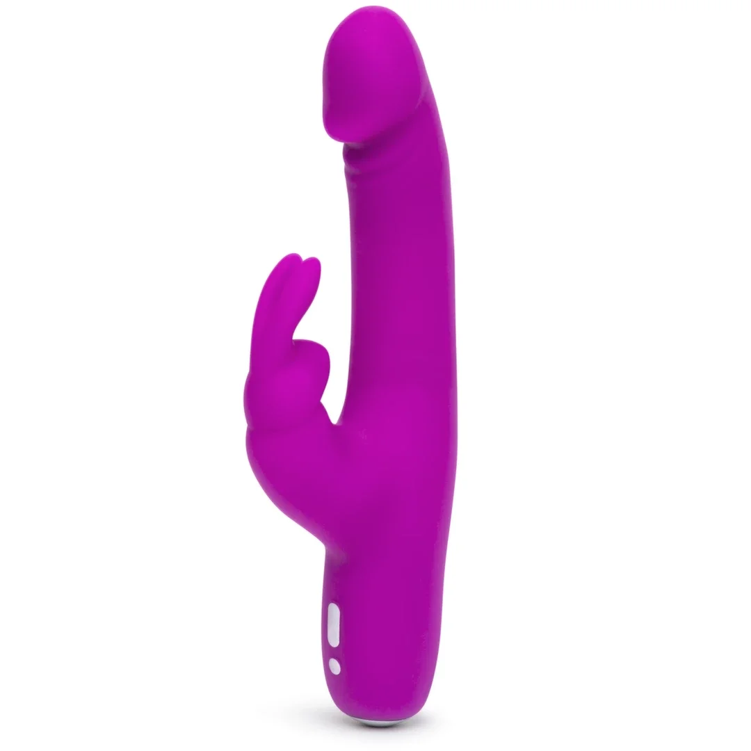 Happy Rabbit Slimline Purple - Smukły wibrator silikonowy, 15 trybow