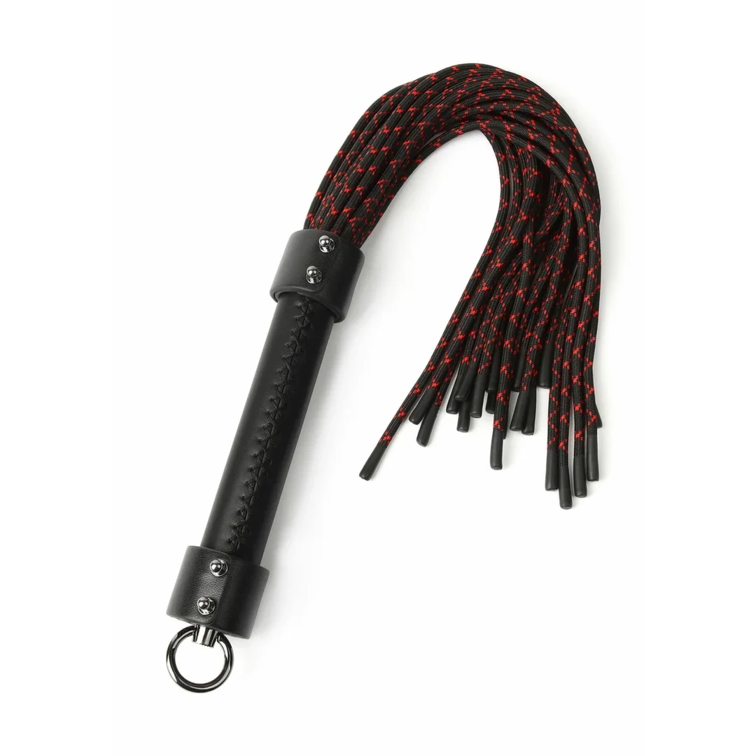 Hidden Desire Genuine Leather Knot Flogger czarno-czerwony 55 cm