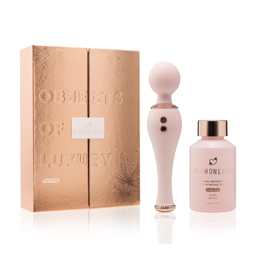 HighOnLove Objects of Luxury Gift Set CBD - Zestaw Prezentowy z Olejkiem i Masażerem