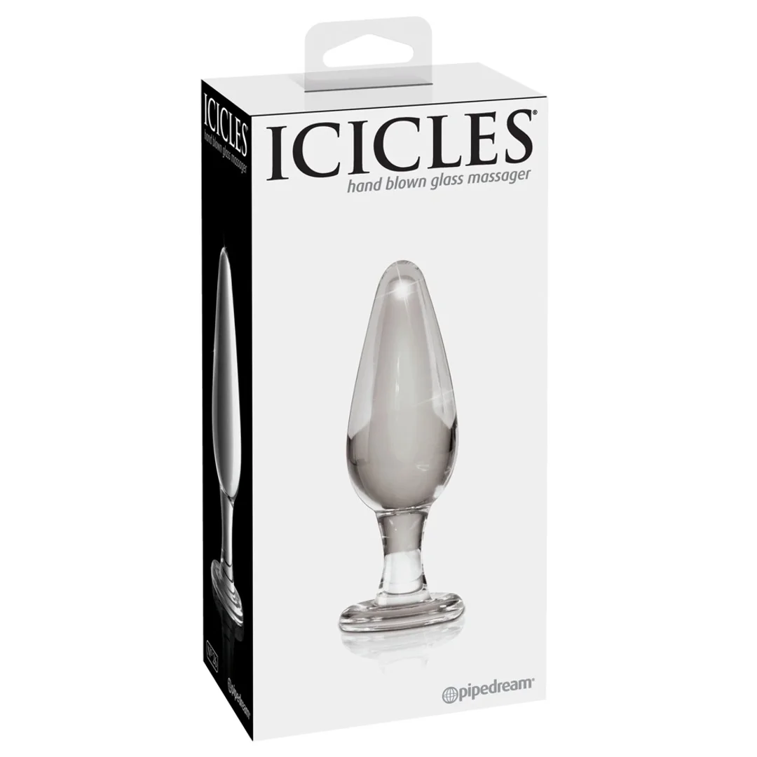 Icicles Model 26 Szklany korek do masażu ręcznie wykonany 11 cm