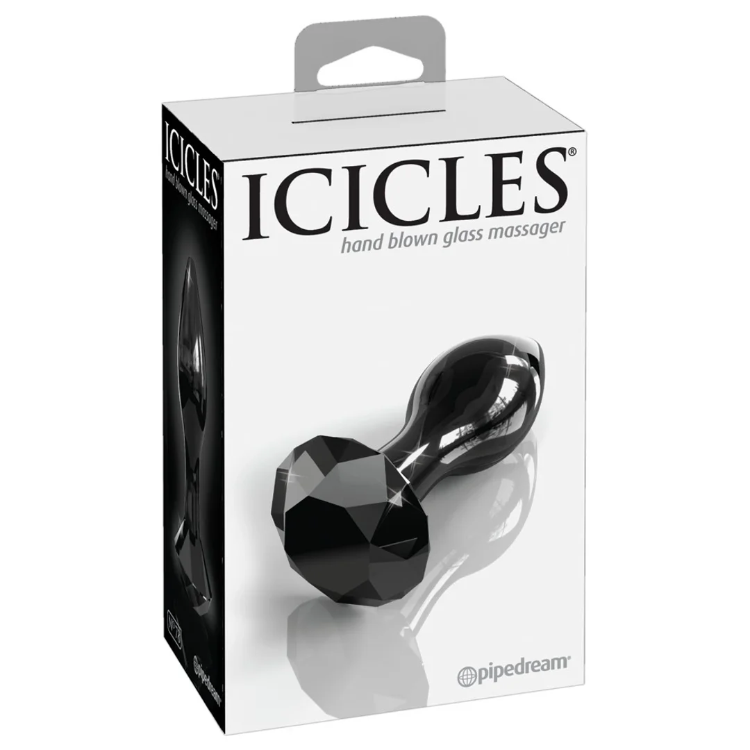 Icicles Szklany stożkowy korek z ozdobnym kryształem 9 cm czarny