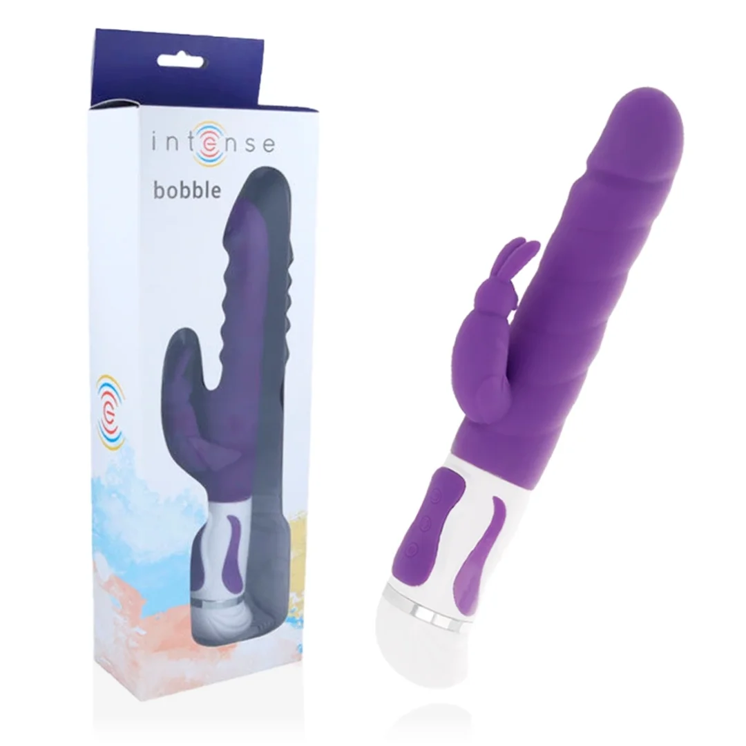 Intense Bobble Liliowy - Wibrator Silikonowy z Rotacją 27 cm