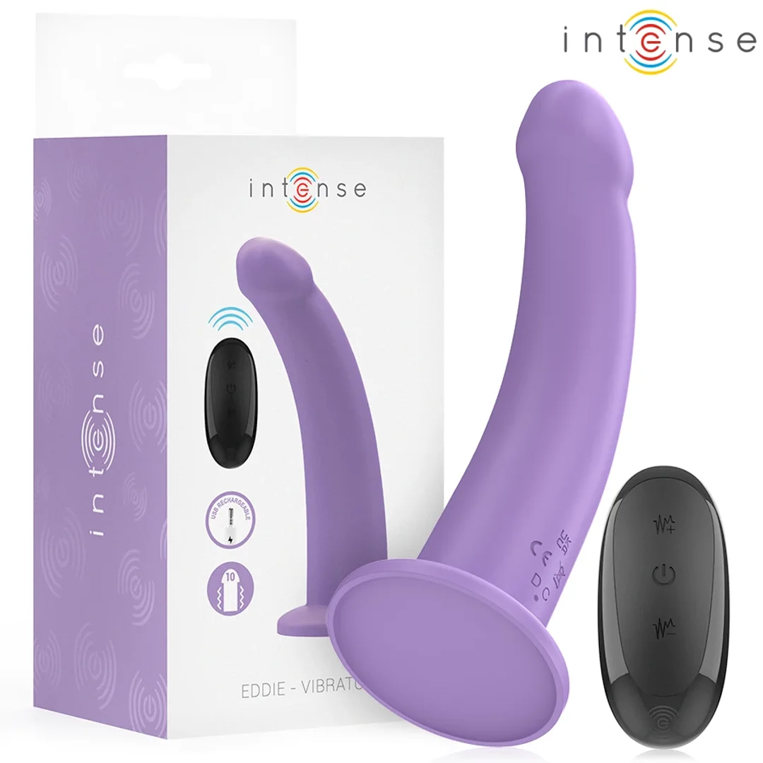 Intense Eddie model wibrujący 17,5 cm fioletowy z pilotem USB