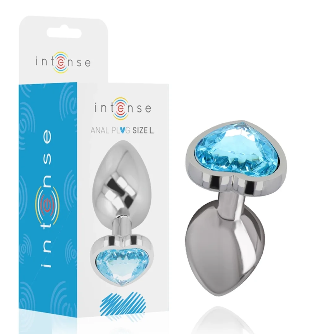 Intense Korek Metalowy Anatomiczny L Niebieski Kryształ Serca 9cm