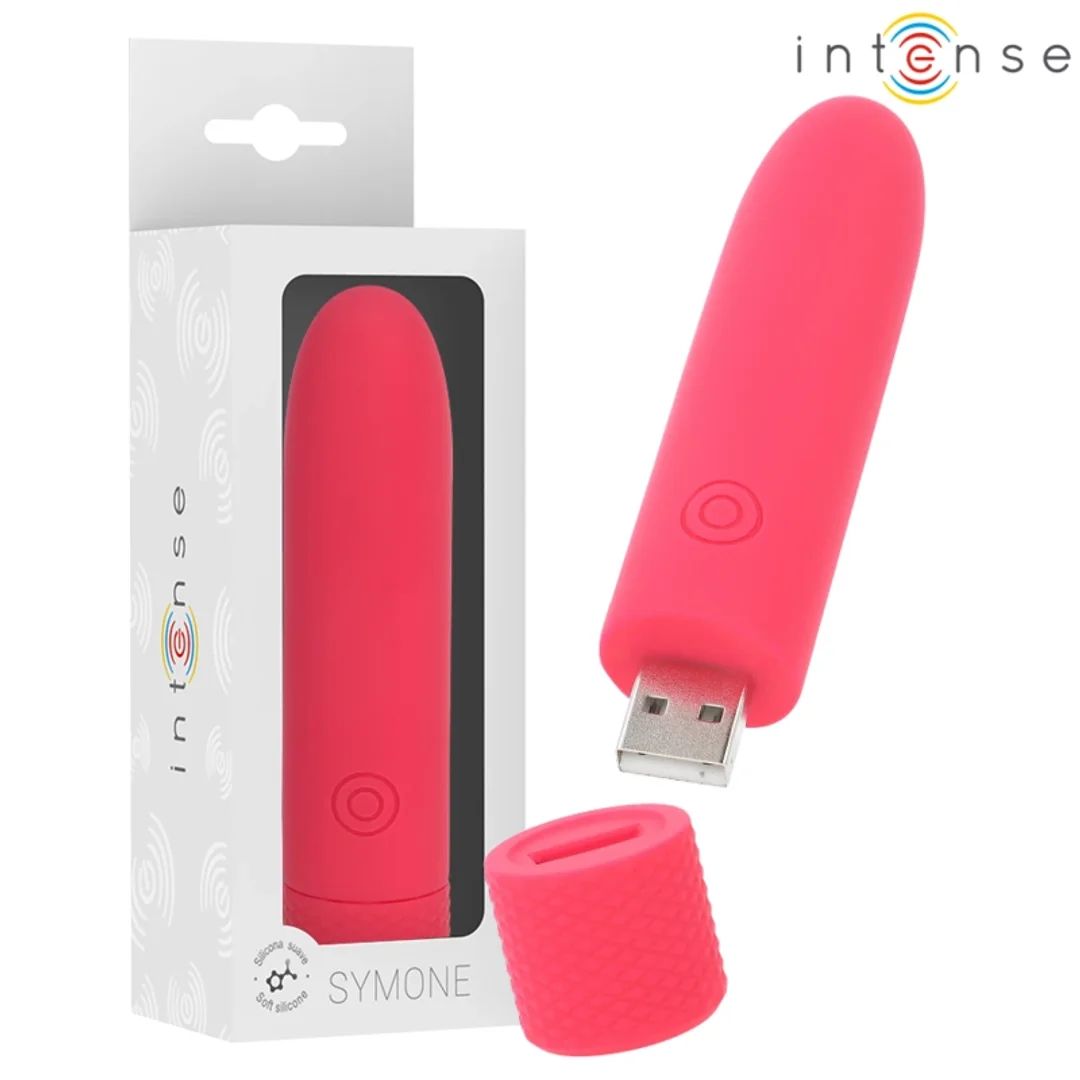 INTENSE SYMONE Wibrująca Kula USB, 8 Trybow, Czerwona, 10x2,2 cm