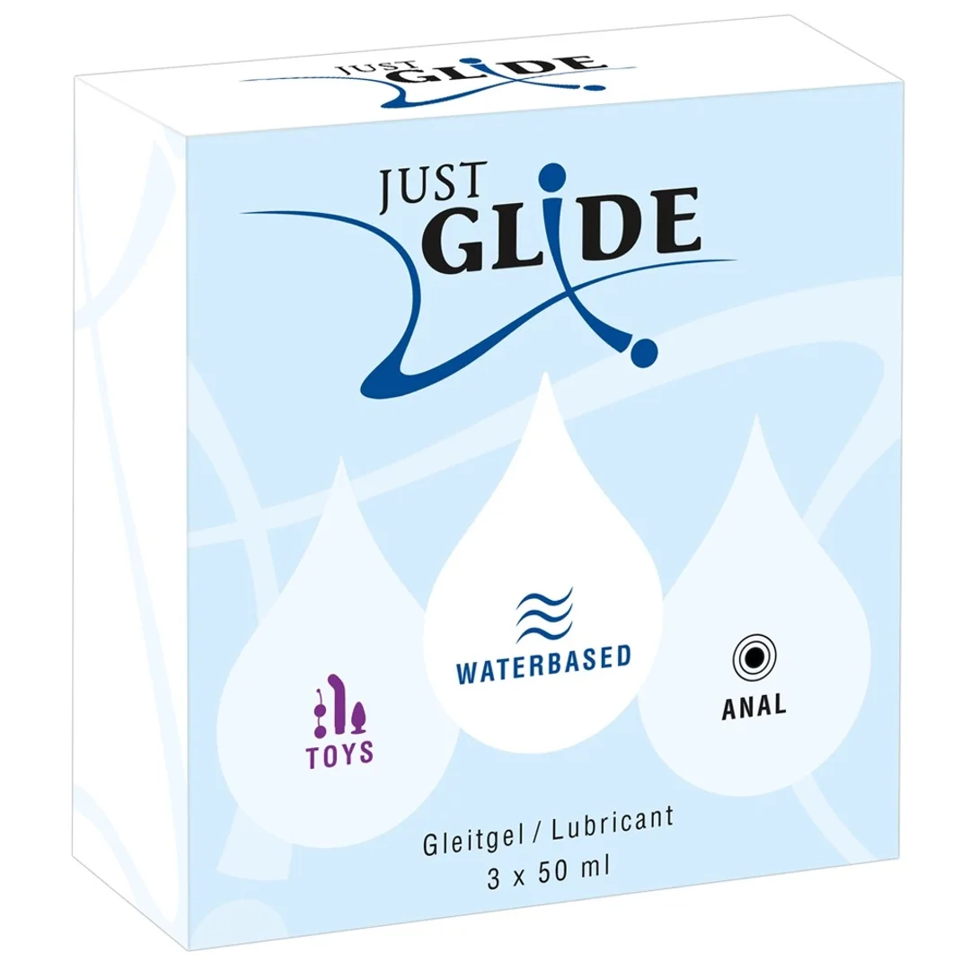Just Glide Zestaw 3x50 ml - Lubrykanty wodne do skory wrażliwej i akcesoriow