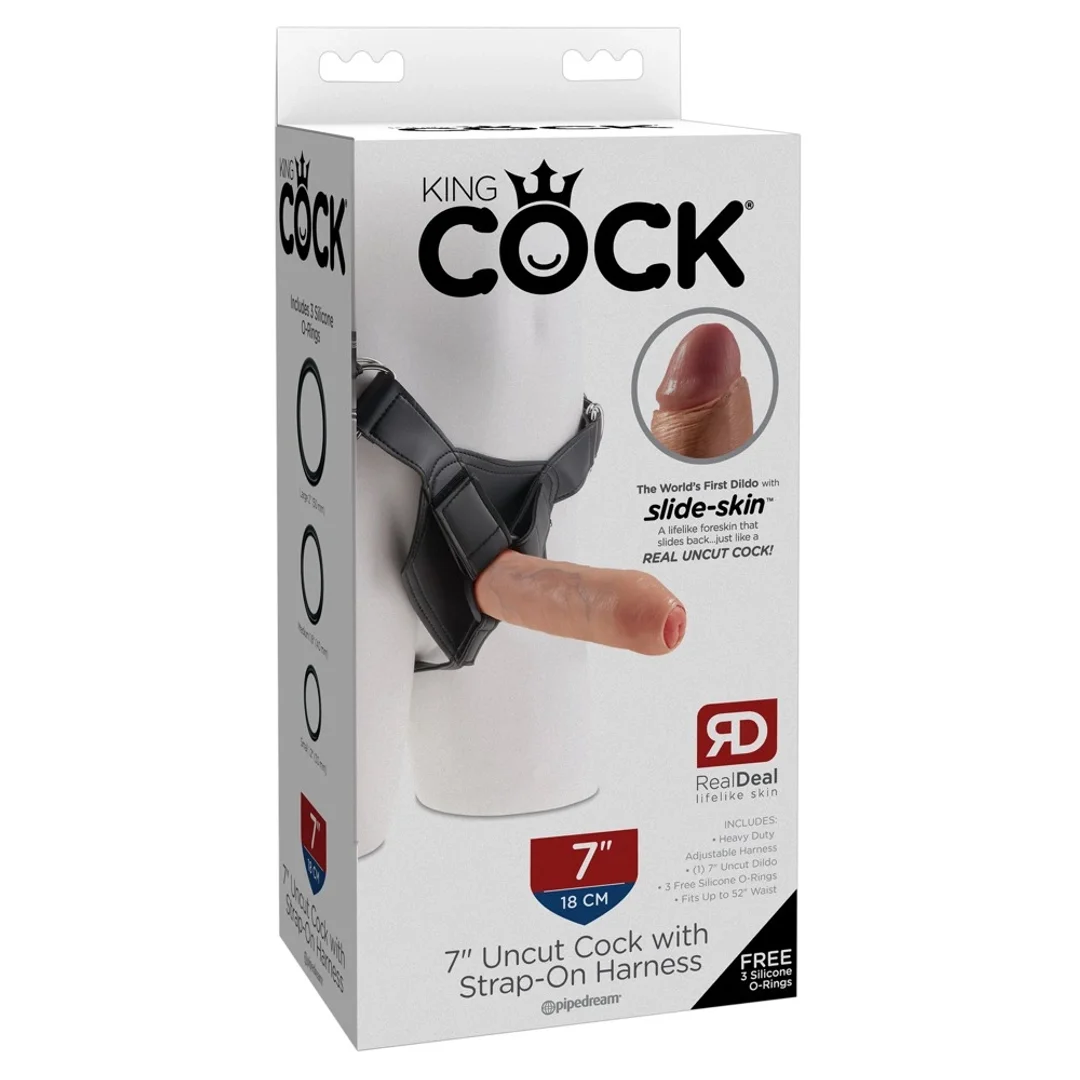 King Cock 18 cm Jasny System Strap-On z Ruchomą Powierzchnią Skory