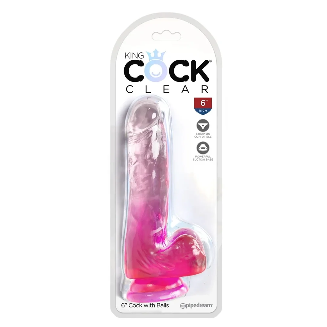 King Cock Clear Model 6" Przyssawka Transparentny-Rożowy 17,8 cm