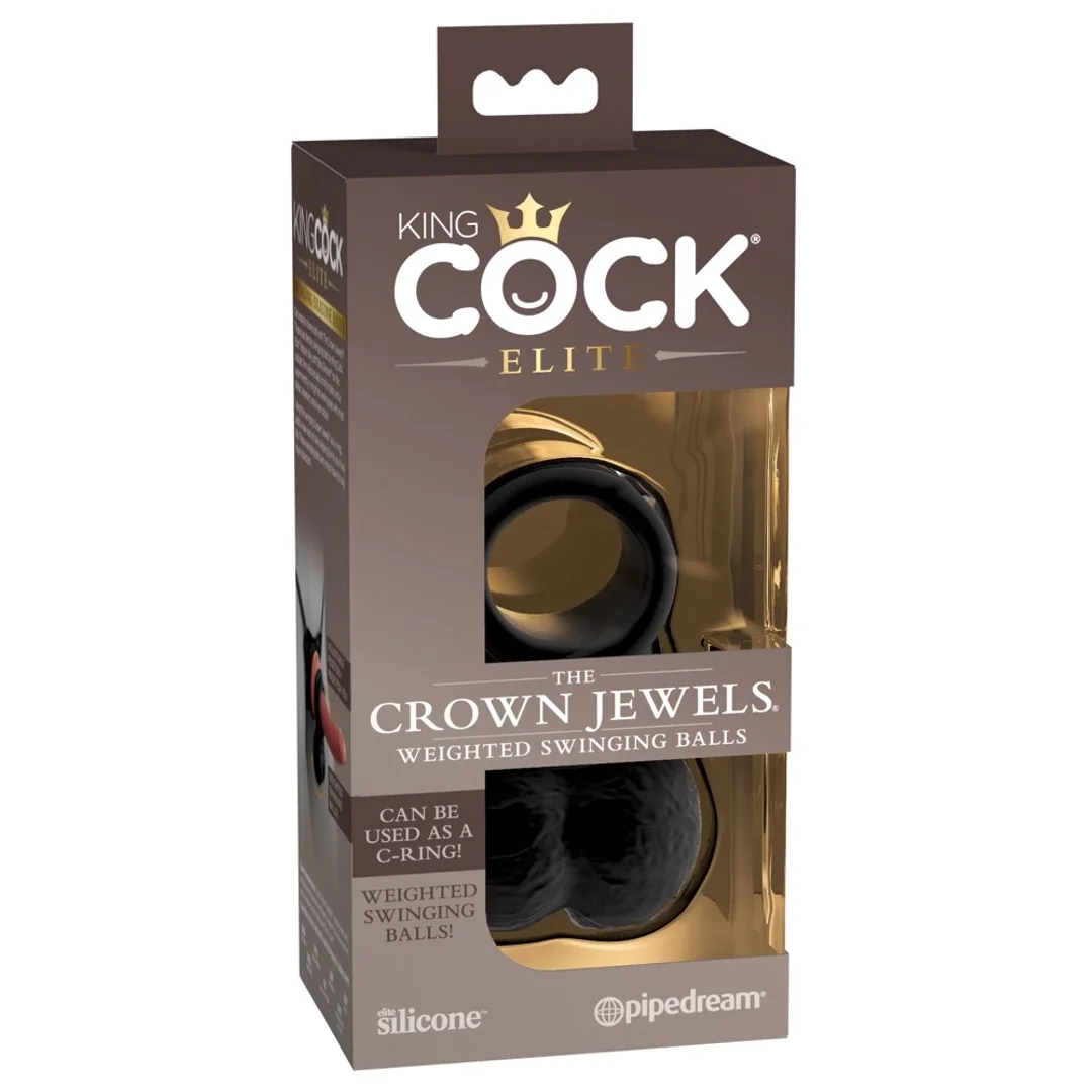 King Cock Elite Crown Jewels Pierścień z obciążonymi kulkami czarny