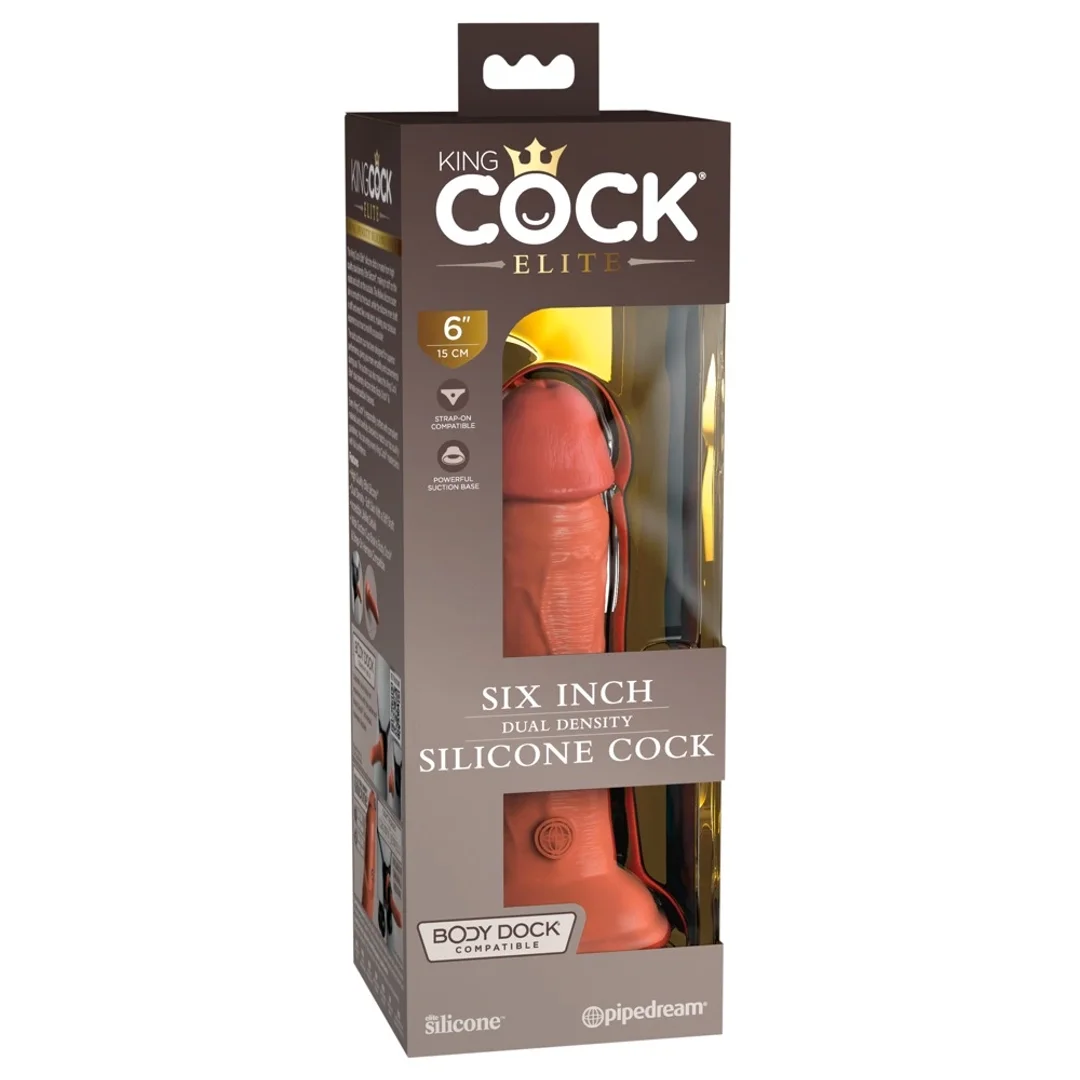 King Cock Elite silikonowy model anatomiczny 15 cm ciemny z przyssawką