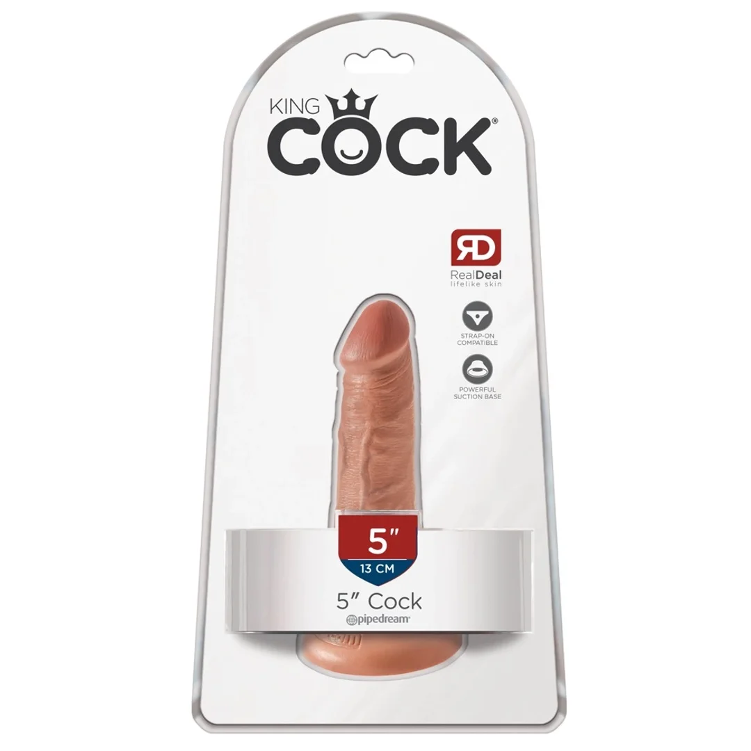 King Cock Model 13 cm - Elastyczny z Przyssawką, Ciemny Kolor