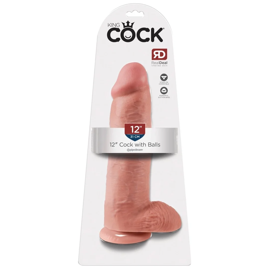King Cock Model 30 cm z anatomiczną podstawą, kolor cielisty