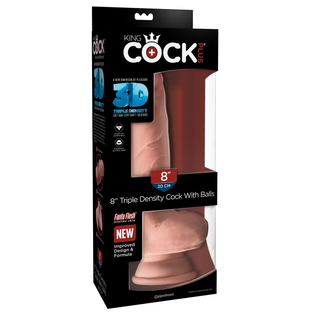King Cock Plus Model 20 cm Jasny - Anatomiczny z Przyssawką i Bazą