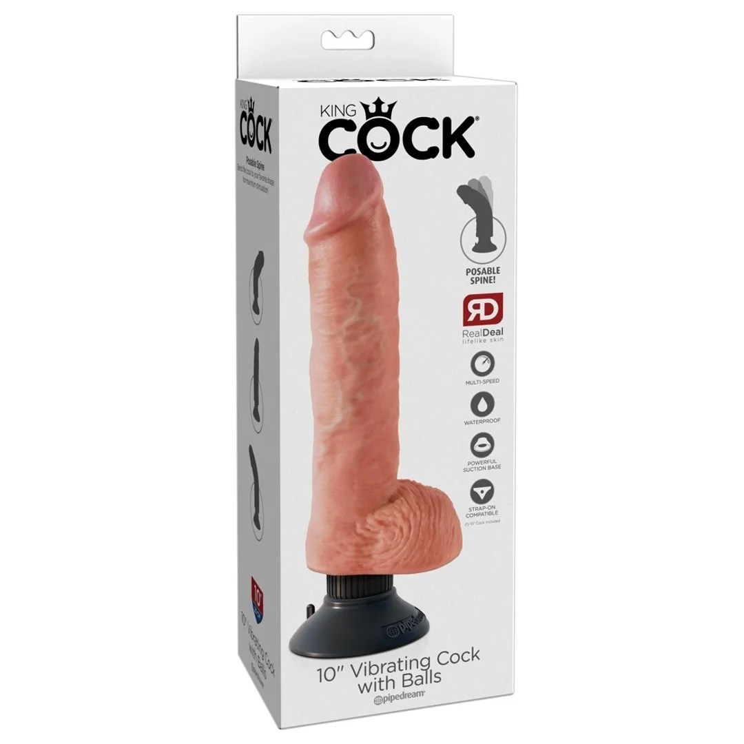 King Cock Wibrator 25 cm z Przyssawką Jasny PVC Elastyczny Model