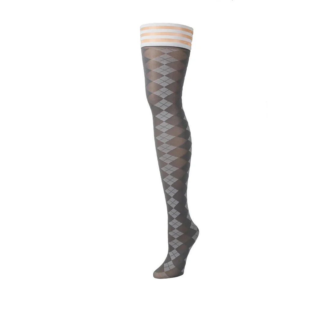 Kix'ies Golf Collection Pończochy Thigh-High, wzor argyle, antypoślizgowe