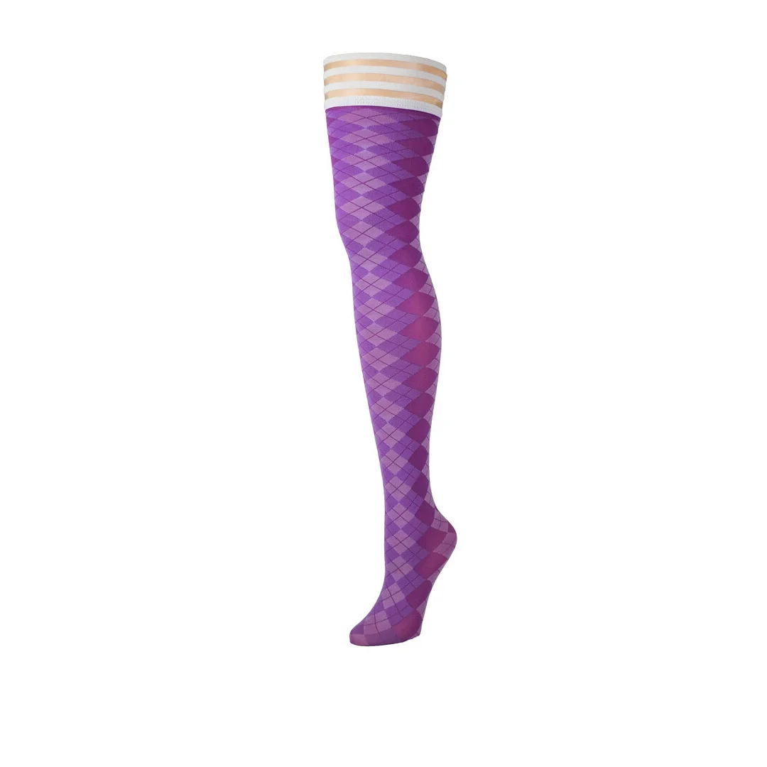 Kix'ies Golf Collection Thigh-High - Pończochy argyle z powłoką antypoślizgową