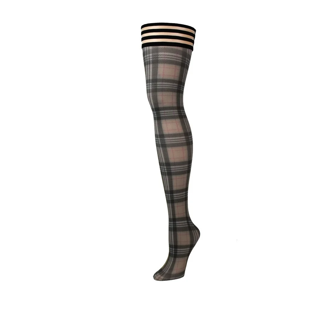 Kixies Lori B Pończochy kratka brązowo-czarne eleganckie