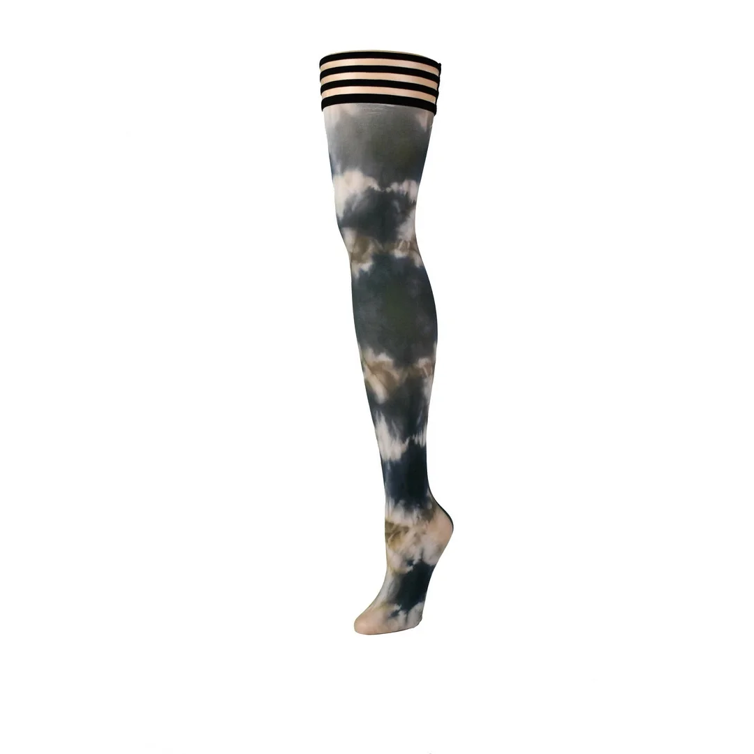 Kixies Mackenzie Pończochy Tie-Dye Czarny/Biały/Jasnobrązowy B