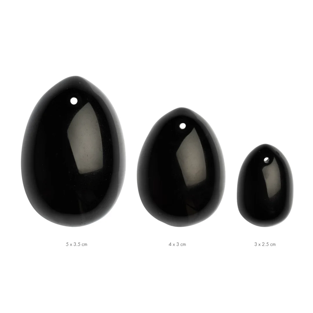 La Gemmes Zestaw jajeczek Yoni Black Obsidian - 3 rozmiary, naturalny kamień