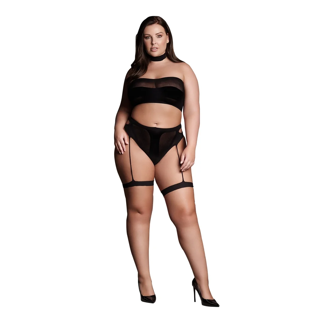Le Desir Ananke Plus Size - komplet 3-częściowy, czarny, XL-XXXXL