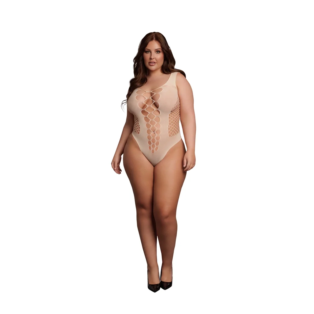 Le Desir Body Queen Size z głębokim dekoltem V czarny XL-4XL