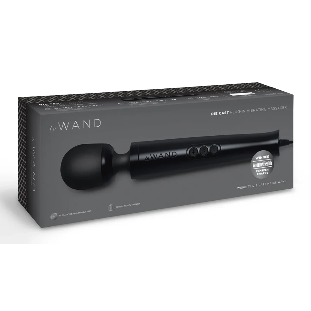 Le Wand Diecast Plug-In Black - Kompaktowy Masażer z 20 Trybami