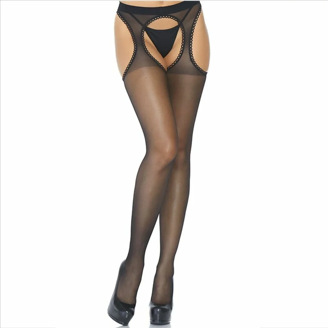Leg Avenue Pończochy Przezroczyste Czarny Model z Elastycznym Spandexem