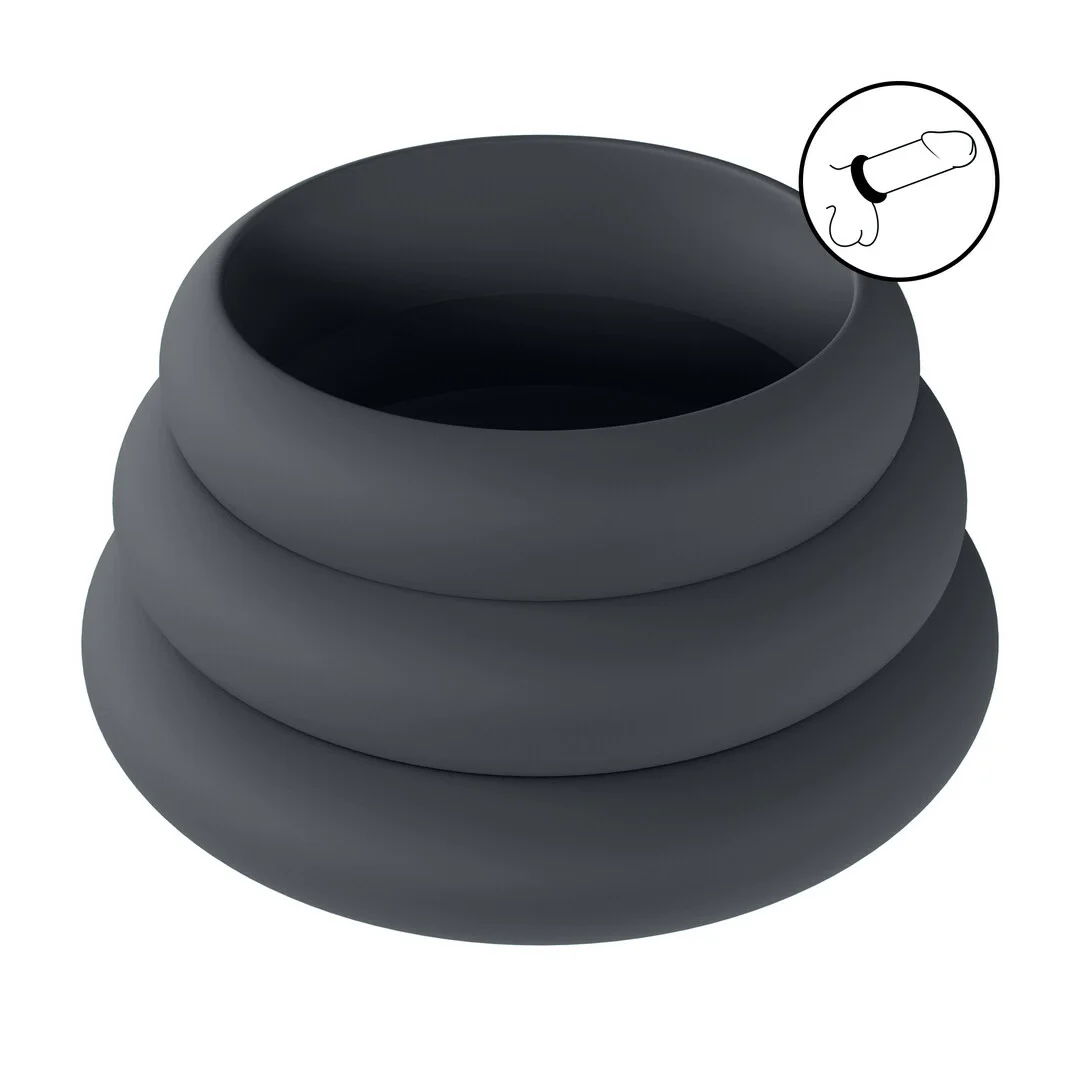 LEVELZ Zestaw 3 silikonowych pierścieni anatomicznych S/M/L czarne