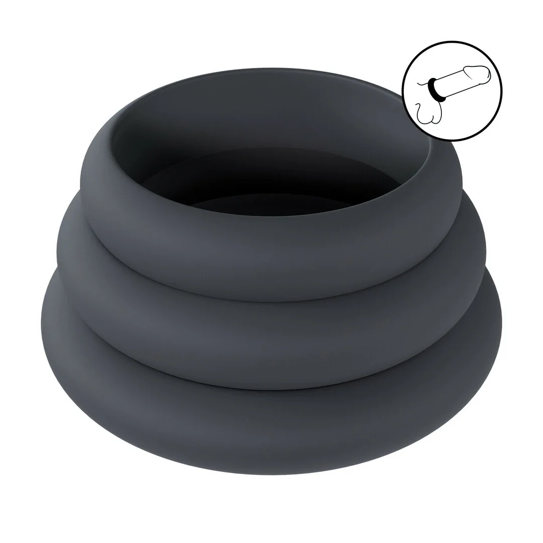 Levelz Zestaw 3 silikonowych pierścieni L/XL/XXL czarny