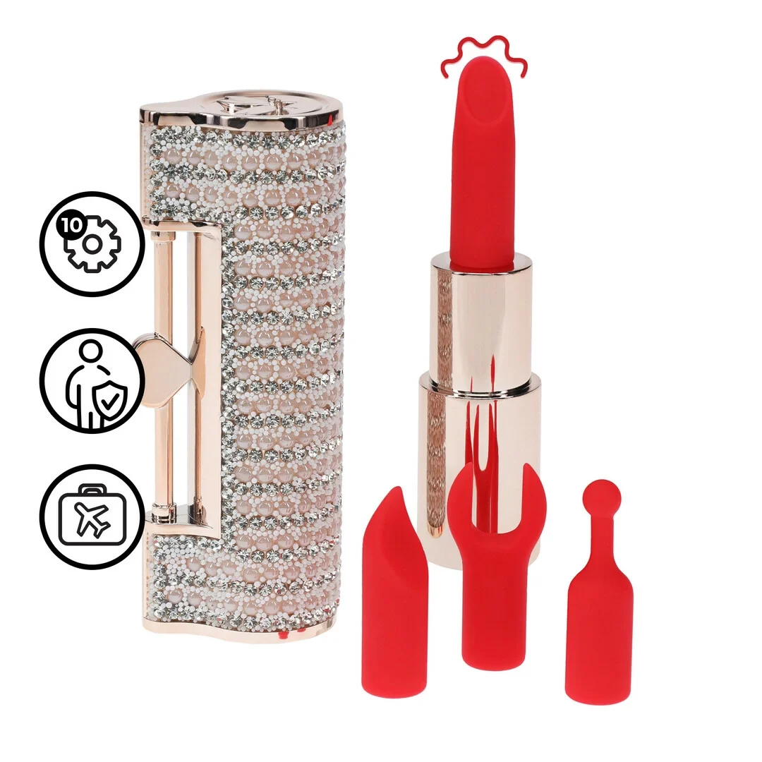 Loveline Angel Lipstick - wielofunkcyjny masażer z 4 końcowkami, rożowy
