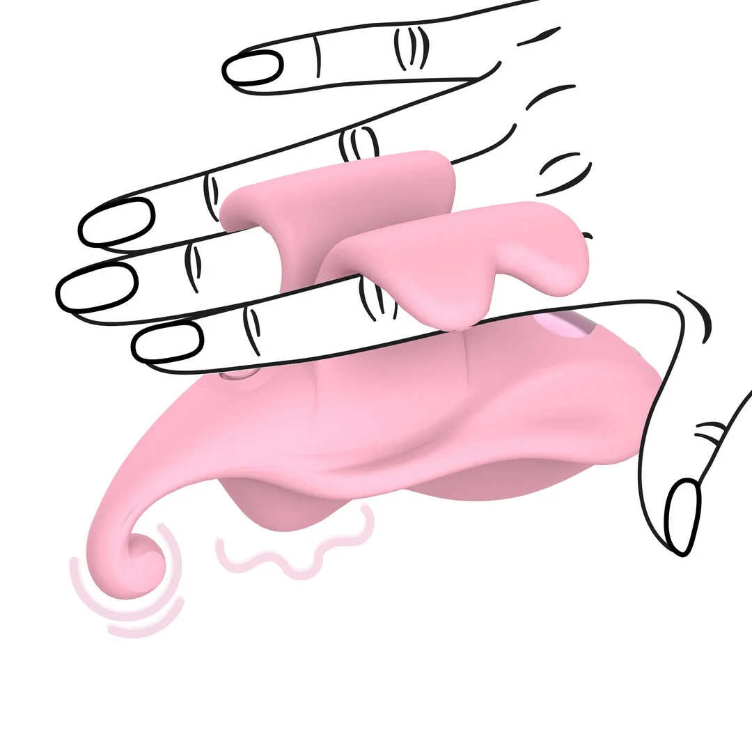 Loveline Dual Finger Vibrator Pink - Kompaktowy model wodoodporny