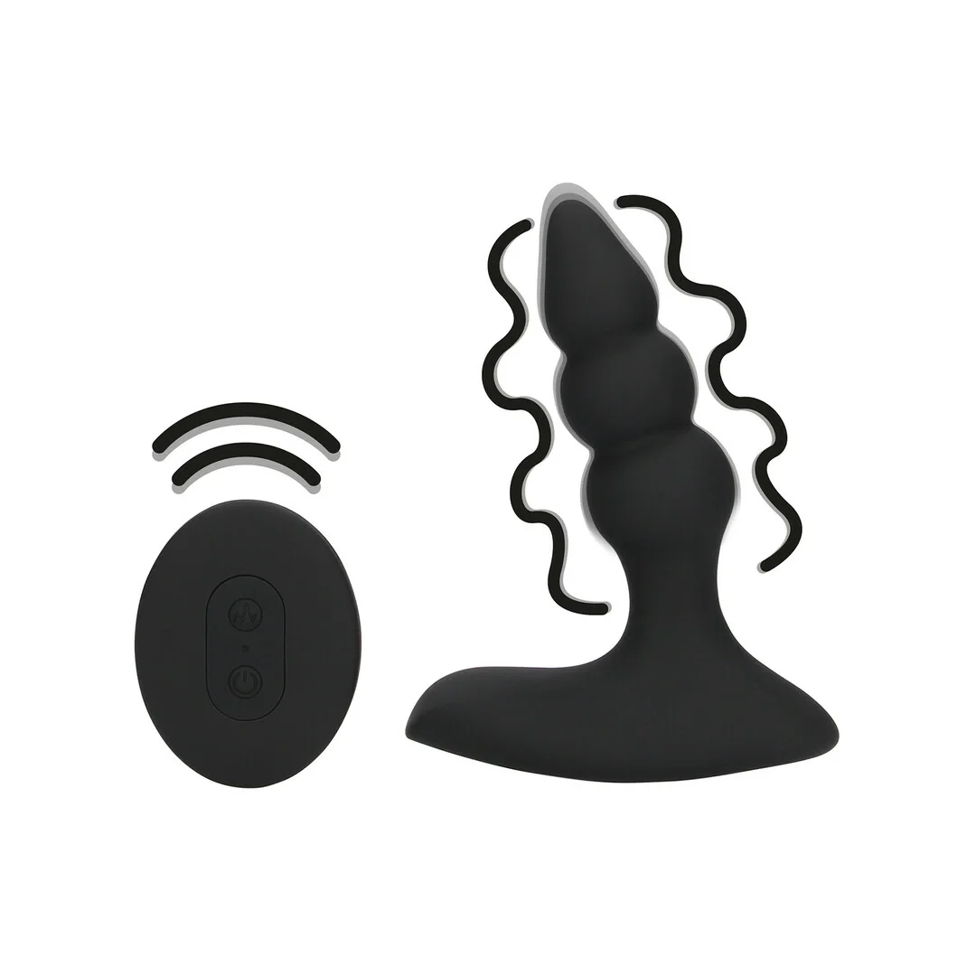 Loveline Plug z Wibracją i Pilotem, Licorice Black, anatomiczny kształt