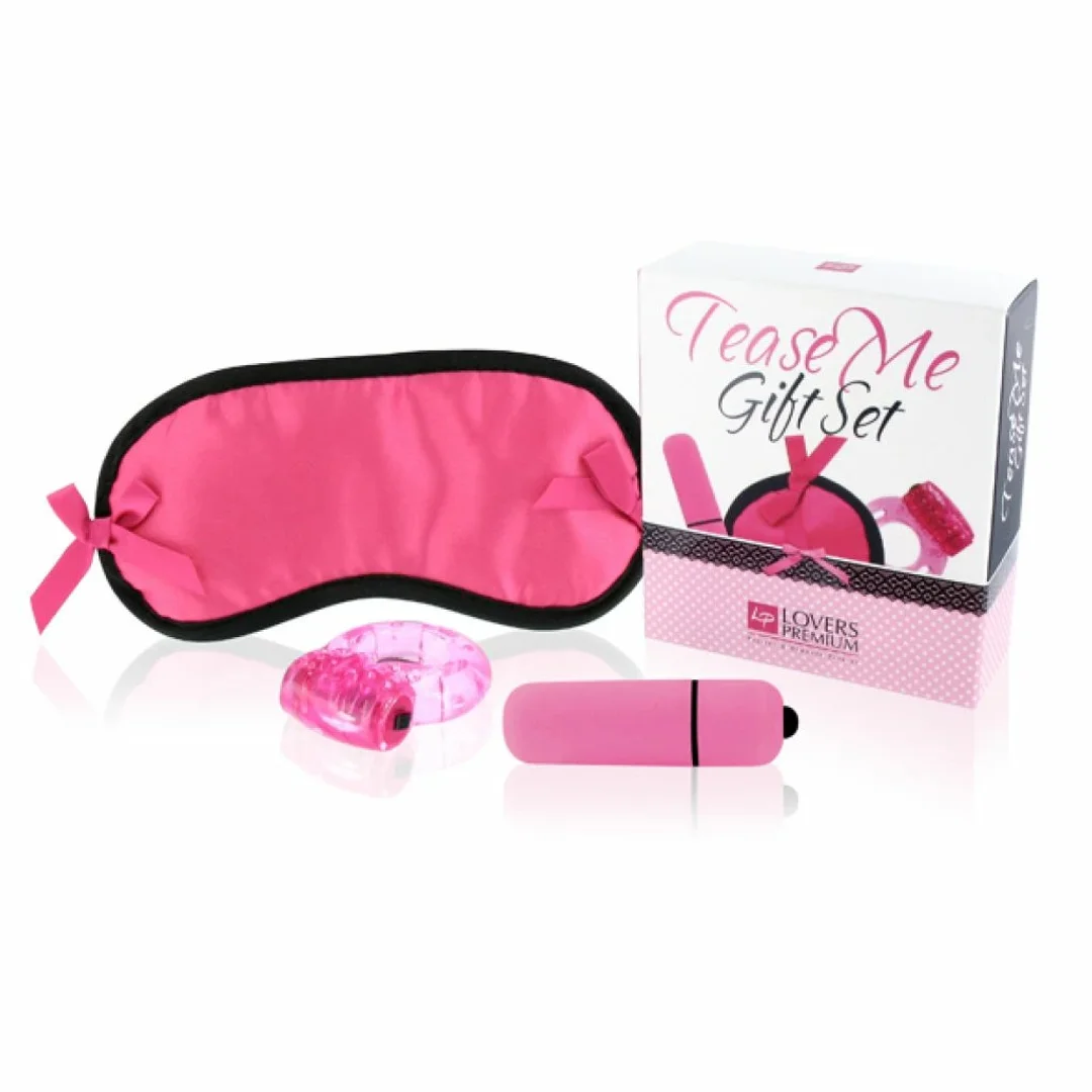 LoversPremium Tease Me Gift Set Pink - Zestaw akcesoriow z opaską i wibracją