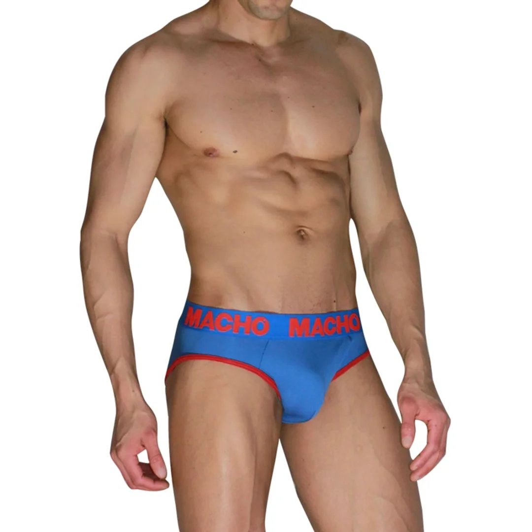 MACHO MCH005 Klasyczne majtki męskie niebiesko-czerwone M Lycra