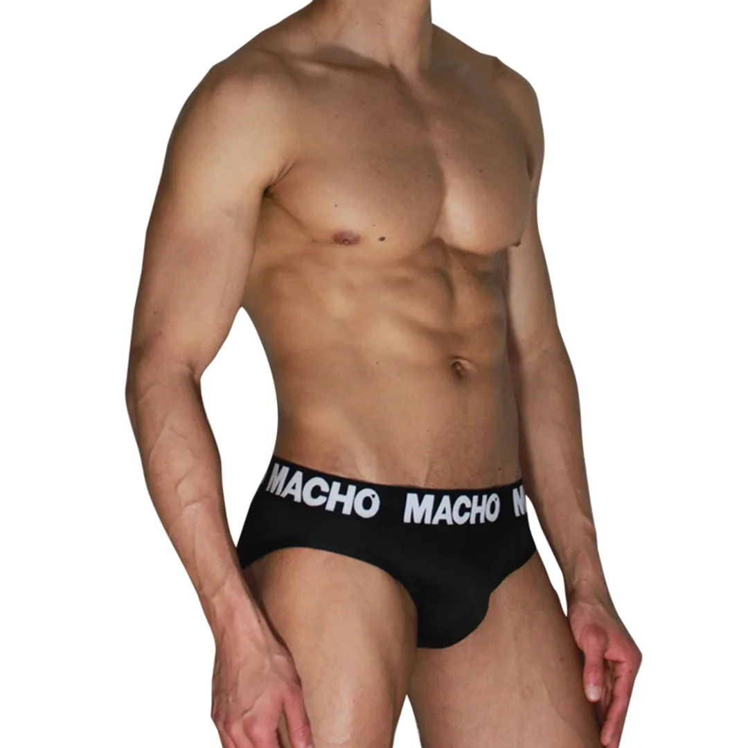 MACHO MCH007 Klasyczne majtki męskie Black+Black, Lycra, rozmiar S