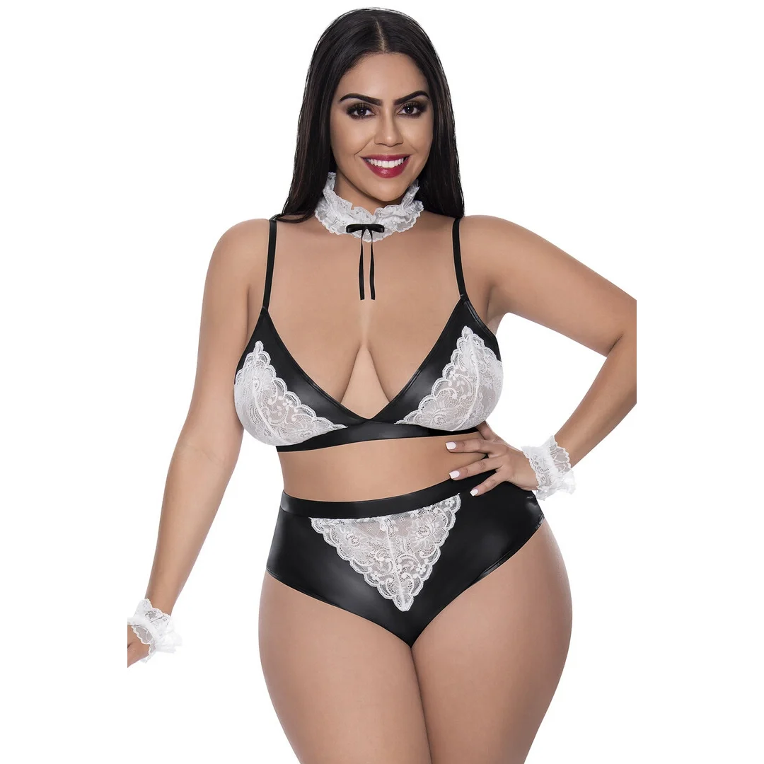 Magic Silk Dress Up Dirty Deeds sukienka zestaw plus size czarno-biała