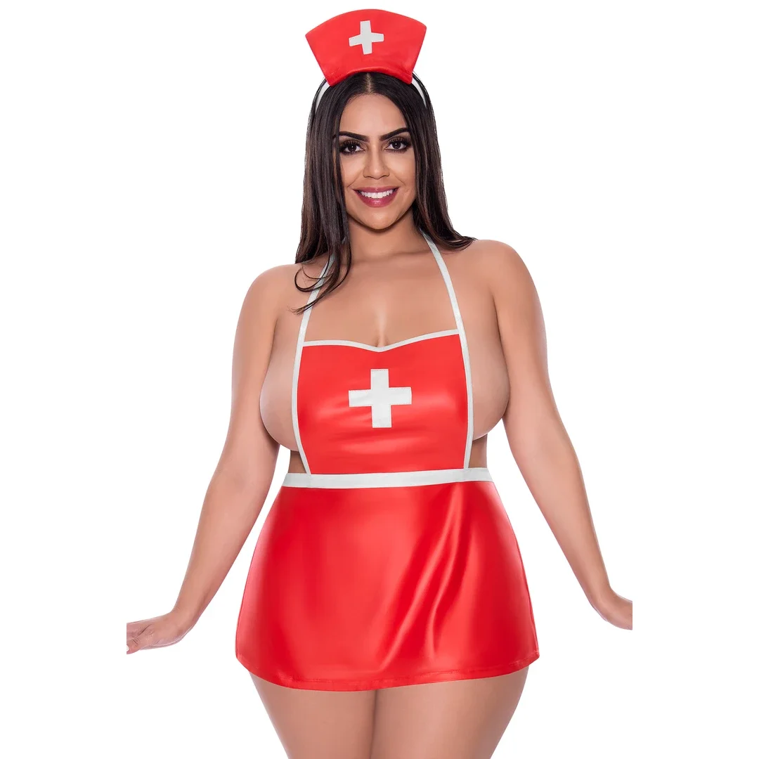 Magic Silk Dress Up Sukienka z opaską i majtkami, plus size, czerwona