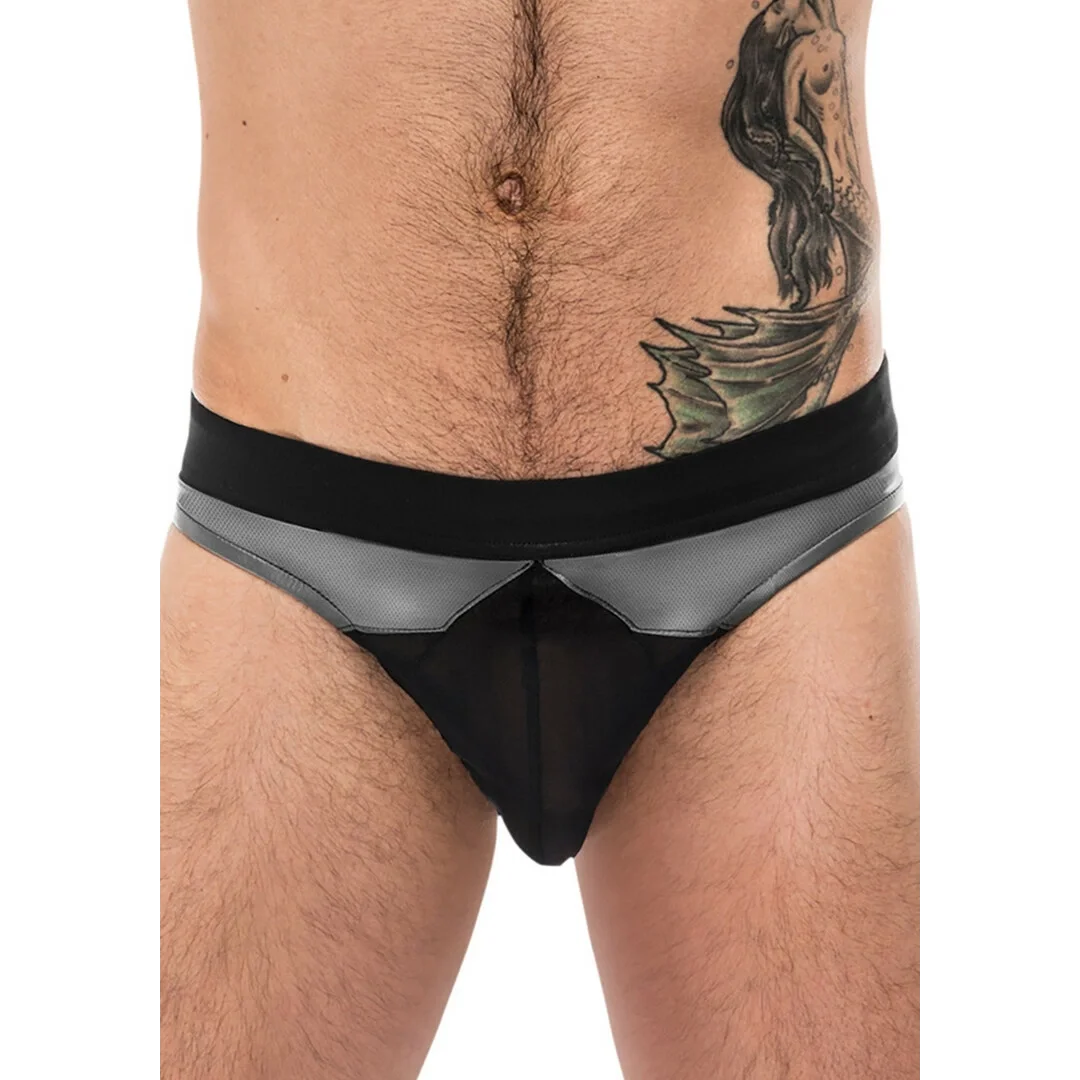 Male Power LXL Iron Clad - stringi męskie z siateczką, czarne