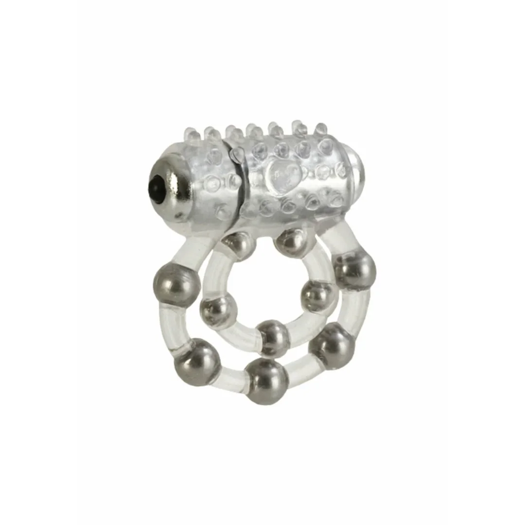 Maximus Ring 10 Stroke Beads - wibrujący pierścień intymny TPR, wodoodporny